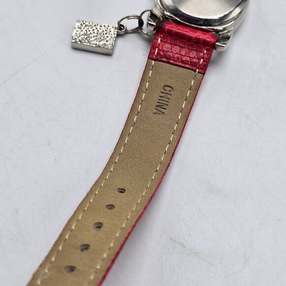 Nine West Womens Patriotic Watch With Red Faux Leather Strap Silver Tone Case - Picture 8 of 11